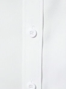 Manfinity Mode Men's Patchwork Plain Long Sleeve Shirt With Chest Pocket, For Husband, Work, Slim Fit Dress Shirt Men, Slim Fit White Shirt, White Dress Shirt Men, Men's White Button-Down Shirt, For Fall - White - View 6