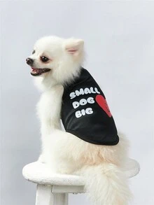 Jessica Queiroga 1件寵物貓狗背心,小狗大愛情信和心形印花