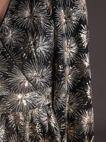 Zolique Abito Da Donna Con Maniche A Lanterna Con Perline E Vita Stringata