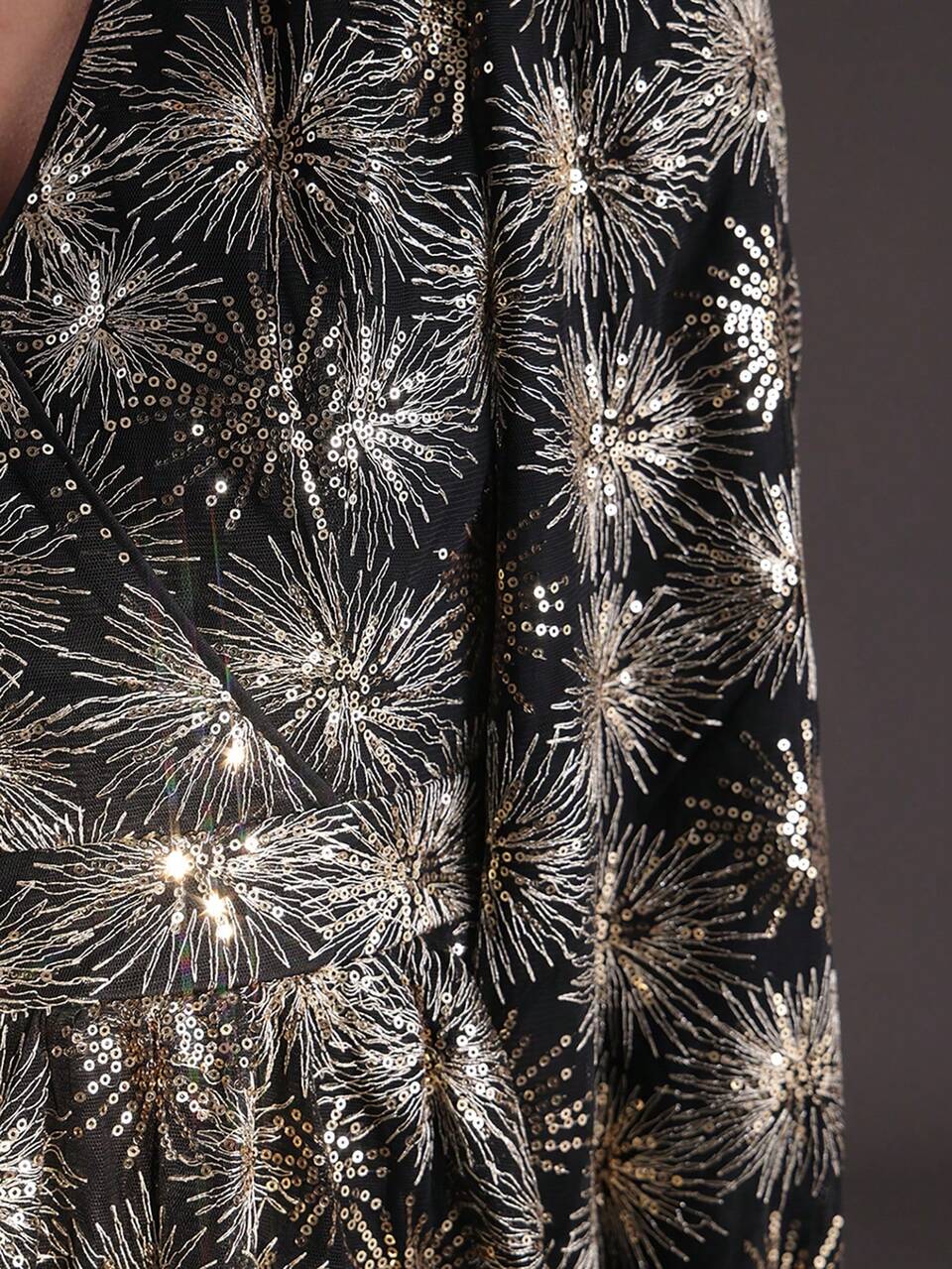 Women's Beaded Lantern Sleeve Waist Cinched Dress Fall Cloth For Women