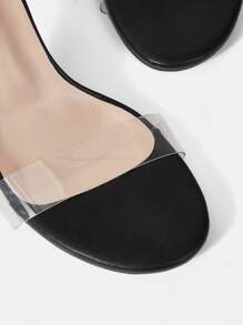 Ladies' Solid Color Fashion High-Heeled Sandals - Black - View 5