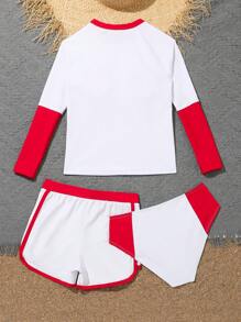 Tween Girls' Contrast Letter Print Tankini Set - Multicolor - View 2