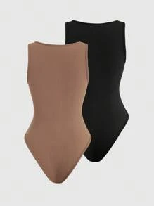 SHEIN Unity Combinaison Tricotée Côtelée Unie Pour Femme