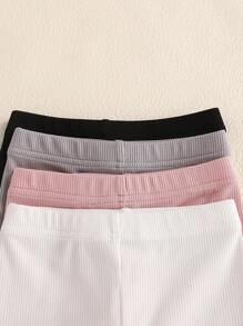 SHEIN Baby Girl Spring/Summer Cute Cat Print Striped Shorts 4pcs Set - Multicolor - View 6