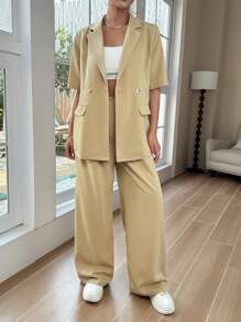Chiquease 純色休閒套裝 - 卡其色 - 查看 6