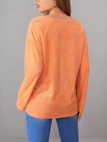 SHEIN LUNE Chất rắn Áo thun Thả vai - Màu vàng - Xem 2