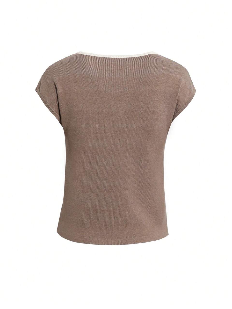 Women Casual Business Style Patchwork Short Sleeve Knit Top Old Money Style Summer