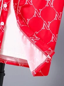 SHEIN Tween男孩時尚酷炫的春夏短袖襯衫,印有字母圖案 - 彩色 - 查看 3