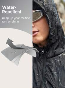 SHEIN In My Nature Men's Hooded Outdoor Casual Jacket With Letter Print - Black - View 3