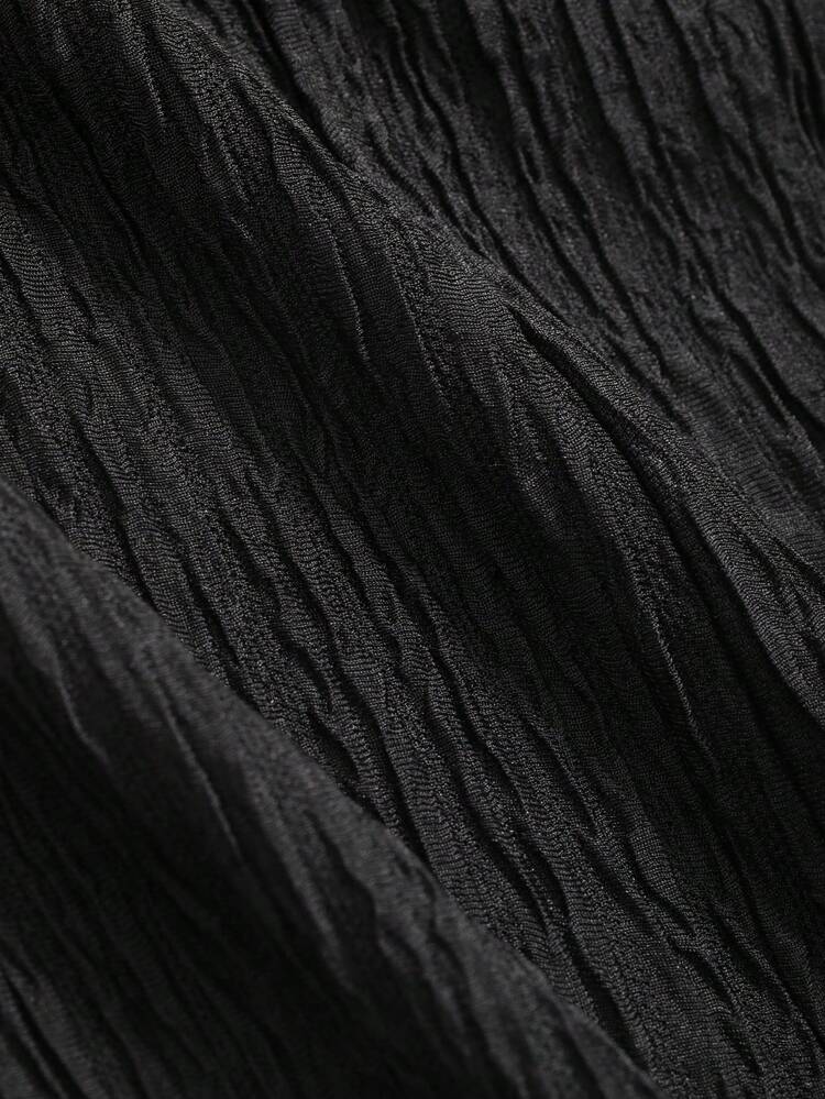 Solid Color Elastic Waist Textured Loose Fit Skirt