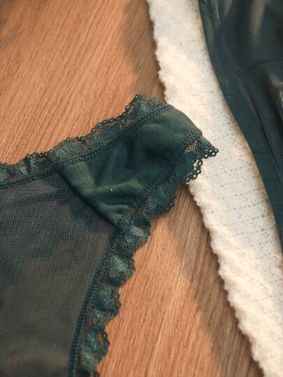 Ladies' Kanten Mesh BH Slipje Lingerie Set view 4