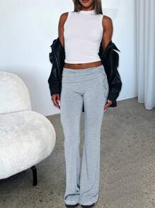 休閒摺疊腰帶束口擴腳褲