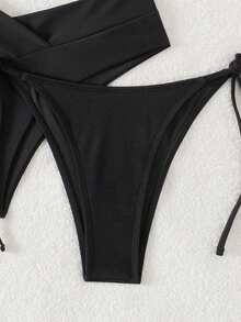 SHEIN Swim 2入組實色泳衣下著 - 黑色 - 查看 5