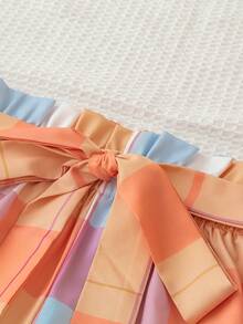 Soleia 女款格紋高腰荷葉邊短褲 - 彩色 - 查看 2