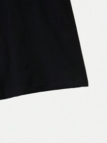 ROMWE Grunge Punk Skull Graphic Drop Shoulder Tee, School - Black - View 3