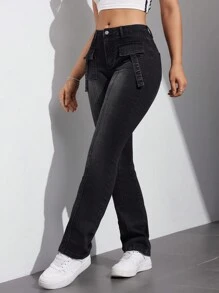 SHEIN EZwear Women's Slim Fit Flare Jeans