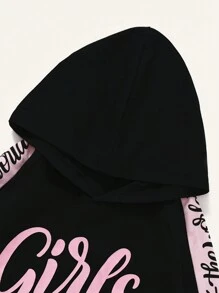 Toddler Girls Letter Graphic Hoodie & Joggers - Black - View 5