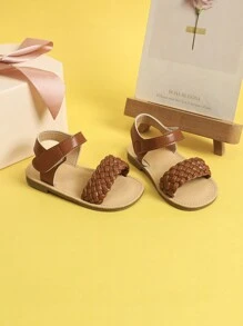 Mới Mùa hè Phong cách Cô gái Dép xăng đan , Đúng mốt Và Dễ thương Em bé Dép xăng đan , Thoải mái Ngoài trời Giày đi bộ Đối với Học tập Đến , Bé gái Dép phẳng Cho mùa hè - màu nâu - Xem 2