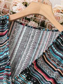 SHEIN LUNE Plus Size Striped V-Neck Sleeveless Cinching Waist Dress, Women Summer Outfit - Multicolor - View 4