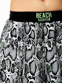 Manfinity KASUA Men's Snake Print & Letter Printed Swim Shorts