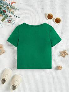 幸運草/st. Patrick's Day寶寶男童休閒短袖t恤,印有卡通恐龍,適合夏天 - 綠色 - 查看 2