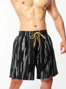 Manfinity KASUA Nam Kích thước lớn Khối màu Quần short đi biển Với dây rút Eo - màu đen - Xem 5