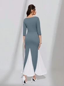 Modelyn Robe Moulante À Ourlet Sirène Et Couleur Contrastante Pour Femme