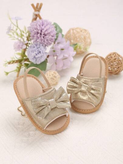 全新夏季婴儿 0-1 岁软橡胶鞋底防滑凉鞋带蝴蝶结装饰