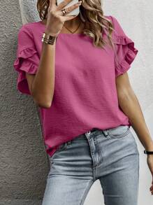 EMERY ROSE Camisa De Manga Con Pétalos De Color Sólido