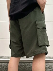 DAZY Men's Solid Color Utility Shorts - Green - View 2