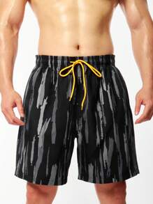 Manfinity KASUA Nam Kích thước lớn Khối màu Quần short đi biển Với dây rút Eo - màu đen - Xem 3