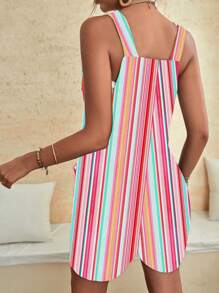 EMERY ROSE Enterizo De Mujer A Rayas Con Bloques De Ponchado Y Doble Bolsillo - Multicolor - Ver 2