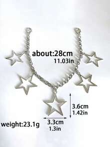 ROMWE Grunge Punk 1 对朋克风格五角星形链条，用于秋季靴子的 DIY 装饰 - 銀色 - 查看 3