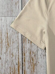 SHEIN LUNE 復活節兔印花短袖t恤 - 杏色 - 查看 3