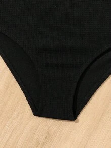 Bộ bikini băng tóc họa tiết khối màu Tween Girl - Đen và trắng - Xem 4