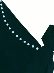 SHEIN Clasi Kích thước lớn Của phụ nữ Thon gọn Cái nĩa cao Sáng bóng Tay áo chuông Đầm - Màu xanh lá cây đậm - Xem 3