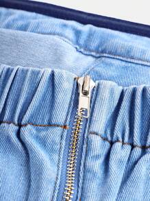 少女y2k街頭風格洗水丹寧無肩帶上衣