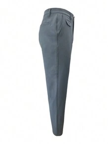 Manfinity Mode Men'S Slim Fit Flat Front Dress Pants With Diagonal Side Pockets, No Belt Included - Dark Grey - View 3