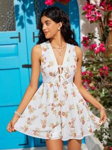 Soleia In hoa Dây thắt lưng Áo liền quần - Nhiều màu - Xem 5