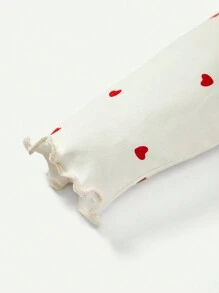 Cozy Pixies Baby Girls' Heart Patterned Long Sleeve Bodysuit With Ruffle Trim And Pants - Apricot - View 4