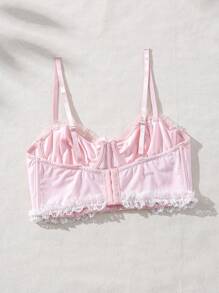 SHEIN 女士拼接蕾絲肩帶內衣 - 淺粉色 - 查看 4