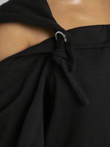 Denimoi Vestido Con Capucha, Nudo Y Sudadera - Negro - Ver 5