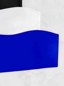 SHEIN Swim Summer Beach Women's Solid Color Bandeau Bikini Top 3 Pieces Set - Multicolor - View 4