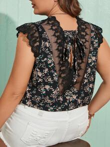 SHEIN Frenchy Kích thước lớn Lưới thêu Chèn In hoa Trở lại Áo sơ mi - Nhiều màu - Xem 6