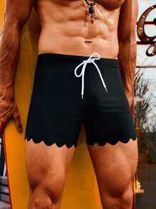 Manfinity Men's Swim Trunks With Scallop Hem And Drawstring