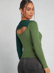 Hauture Asymmetric Cut Out Colorblock Sweater