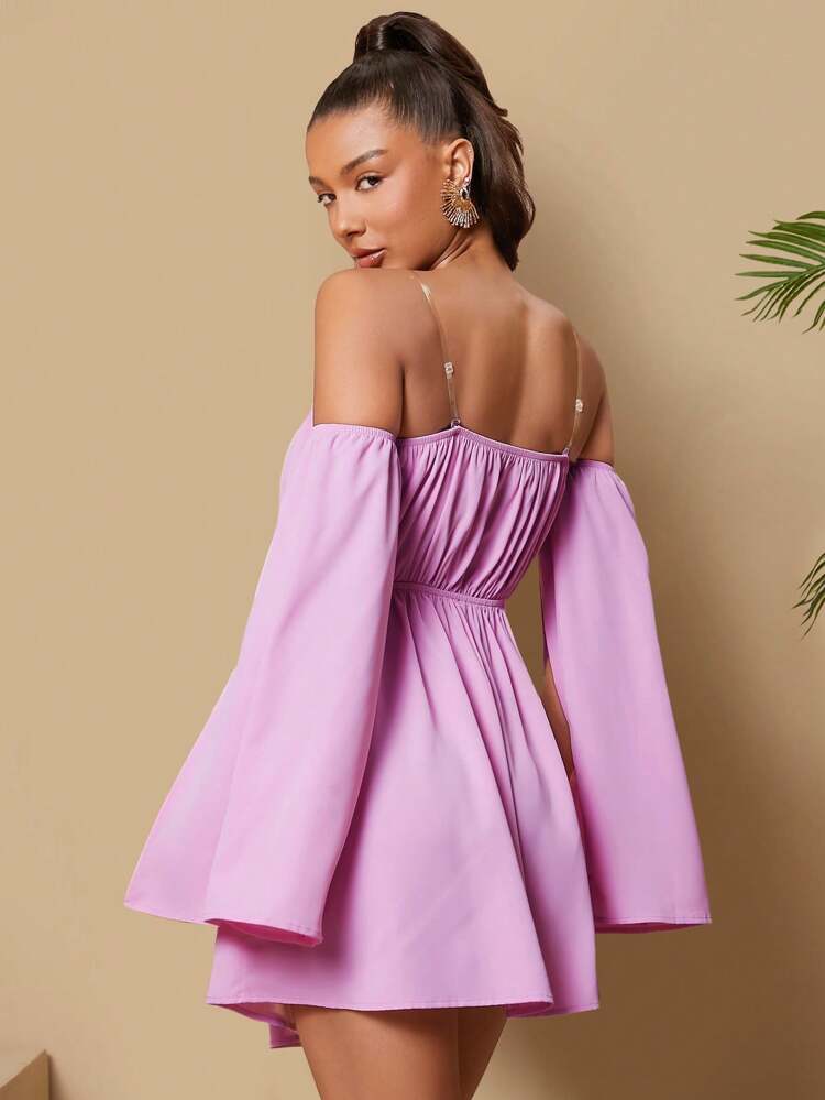 Women's Split Sleeve And Cinching Waist Dress