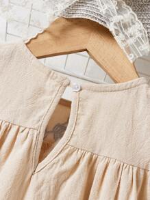 寶寶女孩夏季休閒刺繡短袖寬鬆裙