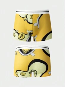 Men's Letter Printed Tape Boxer Briefs (5pcs Pack) - Multicolor - View 4