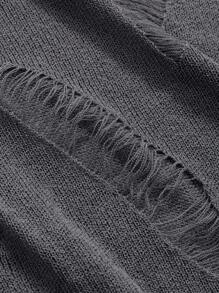 DAZY Màu thuần Xu hướng: Cắt giảm Vòng cổ Tay áo dài Áo len - Xám - Xem 8